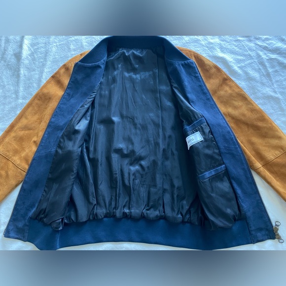 Ami Alexandre Mattiussi Blue And Brown Suede Bomber Jacket Men’s M/L - Picture 8 of 15